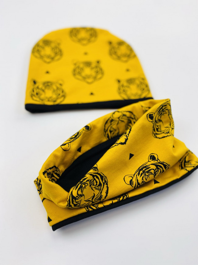 Комплект, шапка и снуд, Тигр