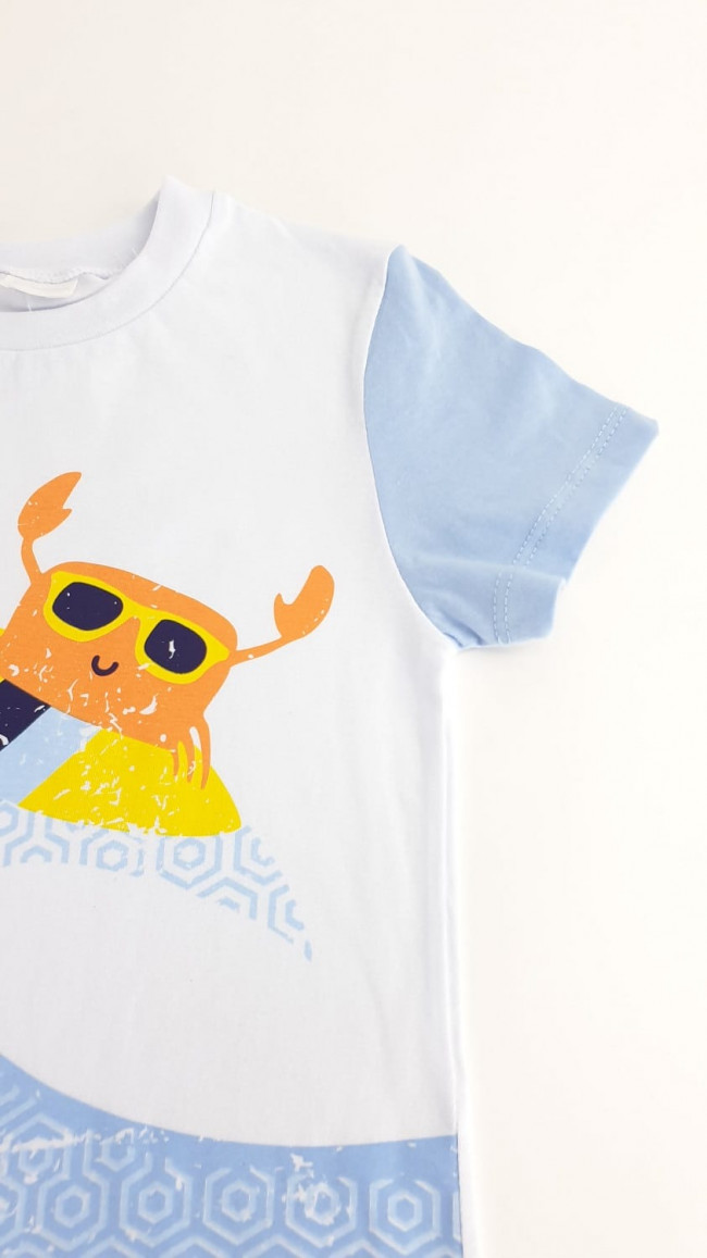 Футболка голубая, Краб