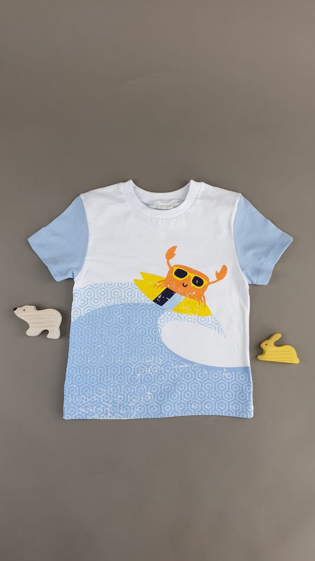 Футболка голубая, Краб