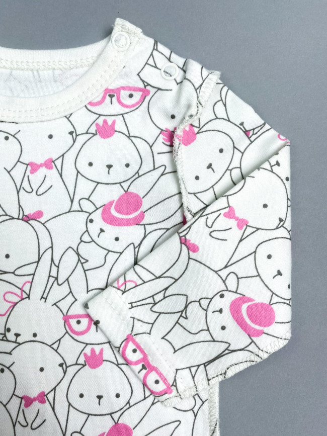 Полукомбинезон детский, розовый, Зайчики