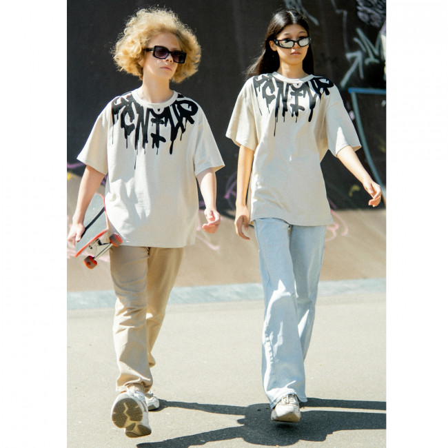 Детская футболка с коротким рукавом, Черное Граффити Детская футболка с коротким рукавом, Черное Граффити