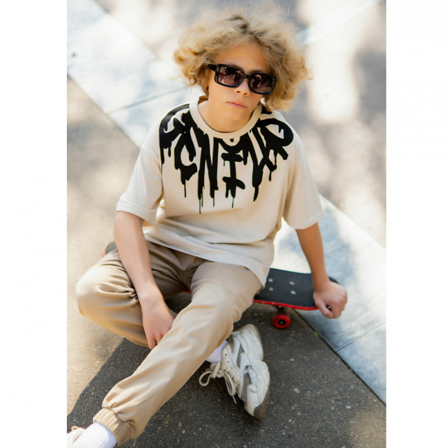 Детская футболка с коротким рукавом, Черное Граффити Детская футболка с коротким рукавом, Черное Граффити