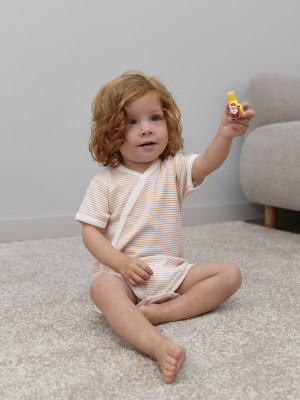 Боди с коротким рукавом, оранжевое, Полоска