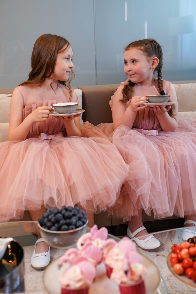 Нарядное детское пудровое платье, Лилия