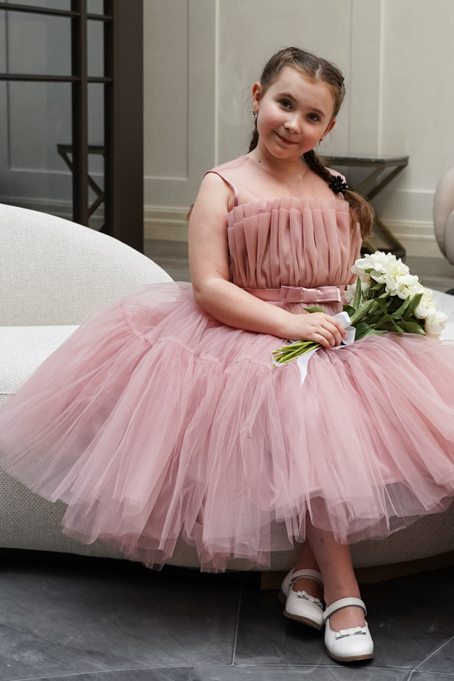Нарядное детское пудровое платье, Лилия