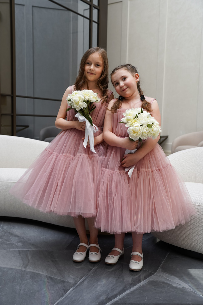 Нарядное детское пудровое платье, Лилия