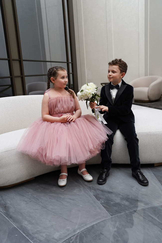 Нарядное детское пудровое платье, Лилия