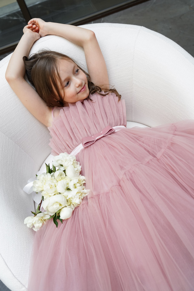 Нарядное детское пудровое платье, Лилия