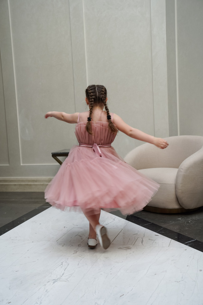 Нарядное детское пудровое платье, Лилия