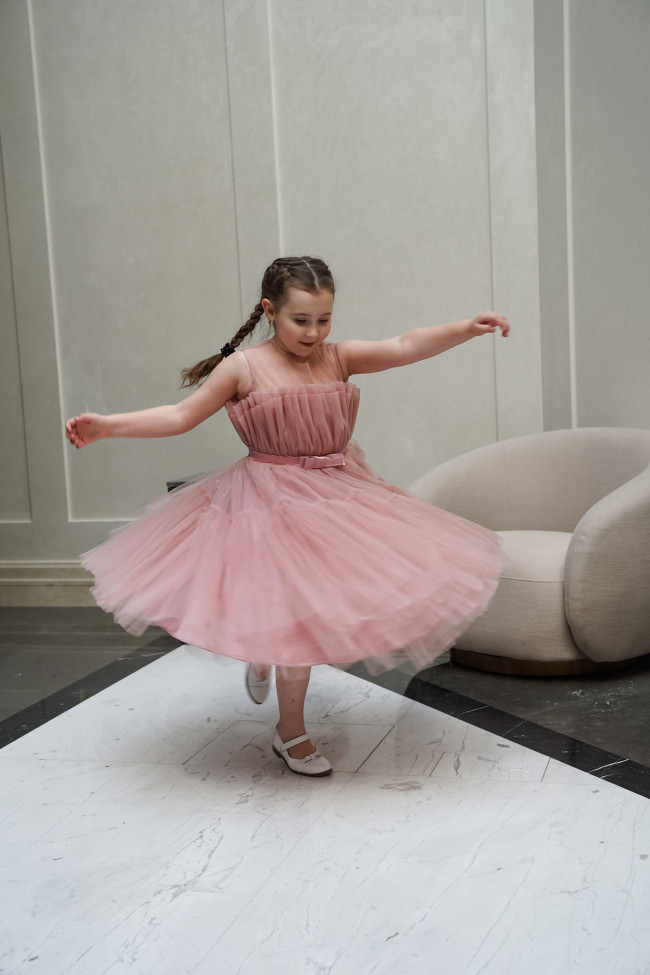 Нарядное детское пудровое платье, Лилия