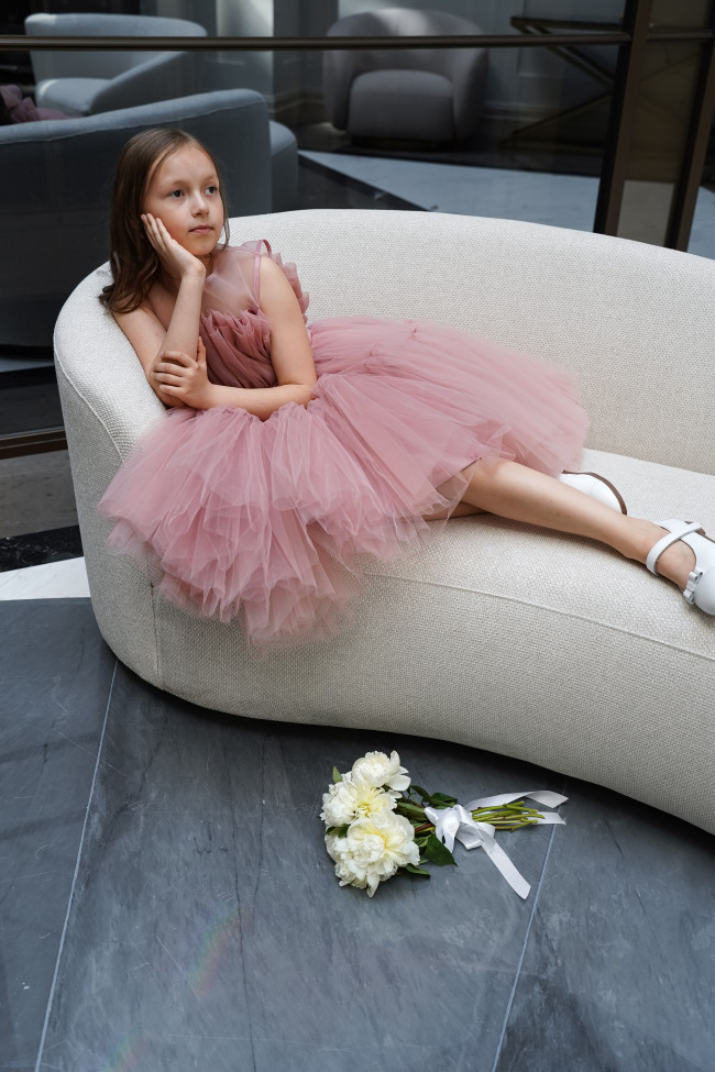 Нарядное детское пудровое платье, Лилия