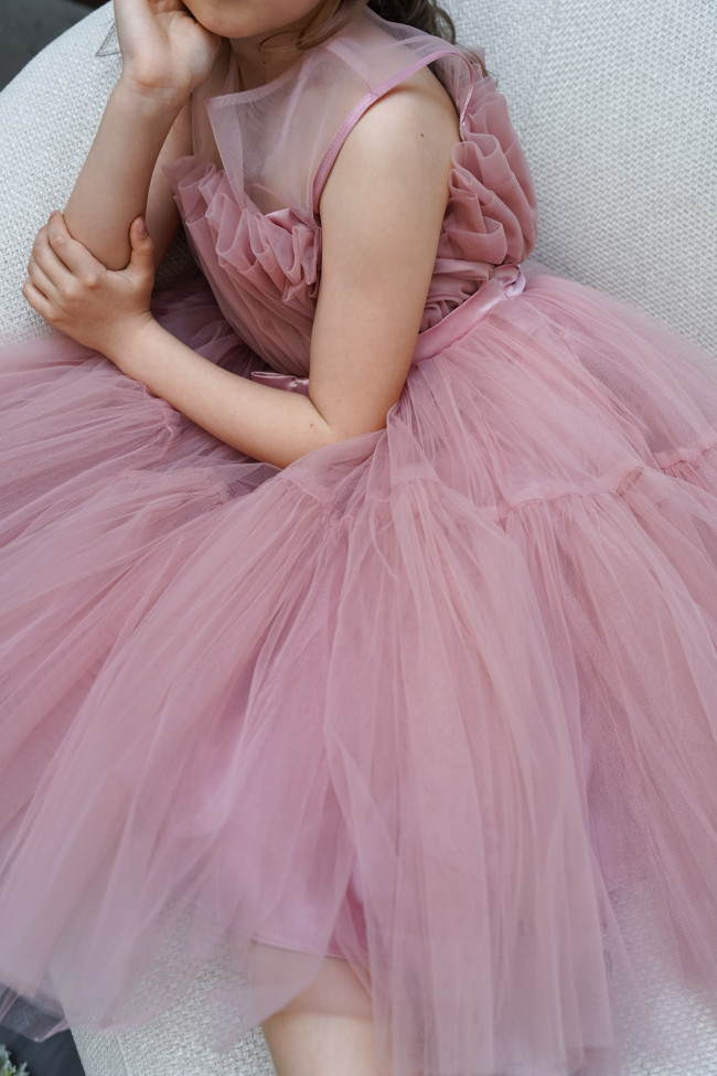 Нарядное детское пудровое платье, Лилия