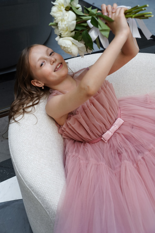 Нарядное детское пудровое платье, Лилия