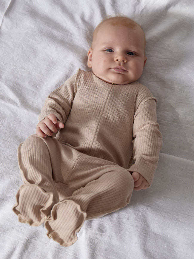 Комбинезон детский на молнии с открытыми ножками, бежевый, Рибана Комбинезон детский на молнии с открытыми ножками, бежевый, Рибана