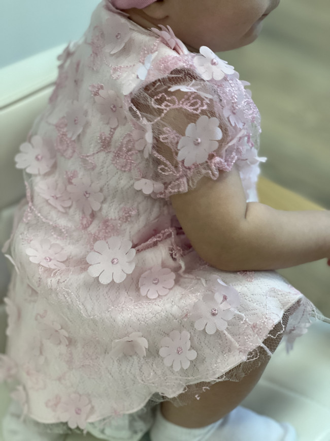 Нарядное розовое платье, Ромашки