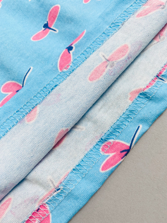 Платье с коротким рукавом, голубое, Стрекозы Платье с коротким рукавом, голубое, Стрекозы