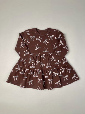 Платье детское с длинным рукавом, Шоколадные ленты