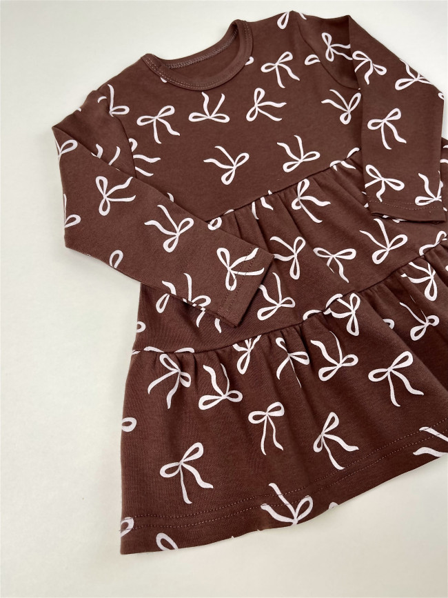 Платье детское с длинным рукавом, Шоколадные ленты Платье детское с длинным рукавом, Шоколадные ленты