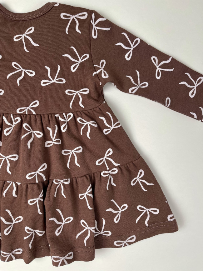 Платье детское с длинным рукавом, Шоколадные ленты Платье детское с длинным рукавом, Шоколадные ленты