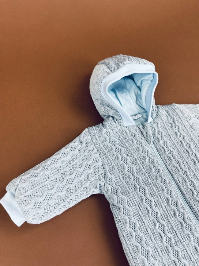 Комбинезон утепленный, голубой, Плетёные ромбы