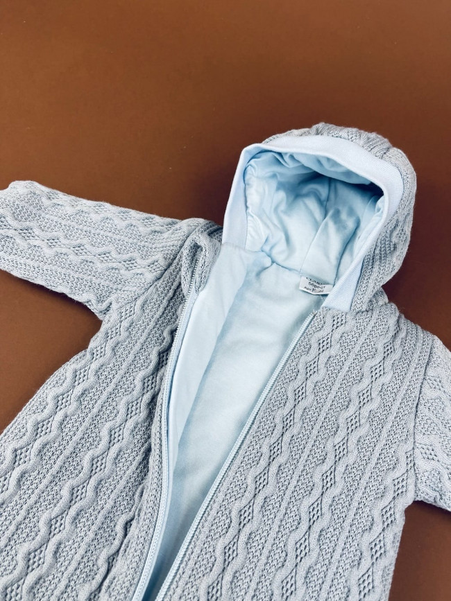 Комбинезон утепленный, голубой, Плетёные ромбы