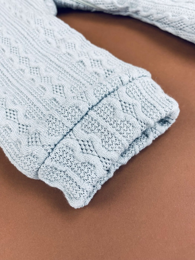 Комбинезон утепленный, голубой, Плетёные ромбы