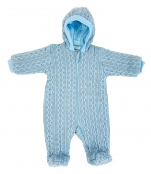 Комбинезон утепленный, голубой, Плетёные ромбы