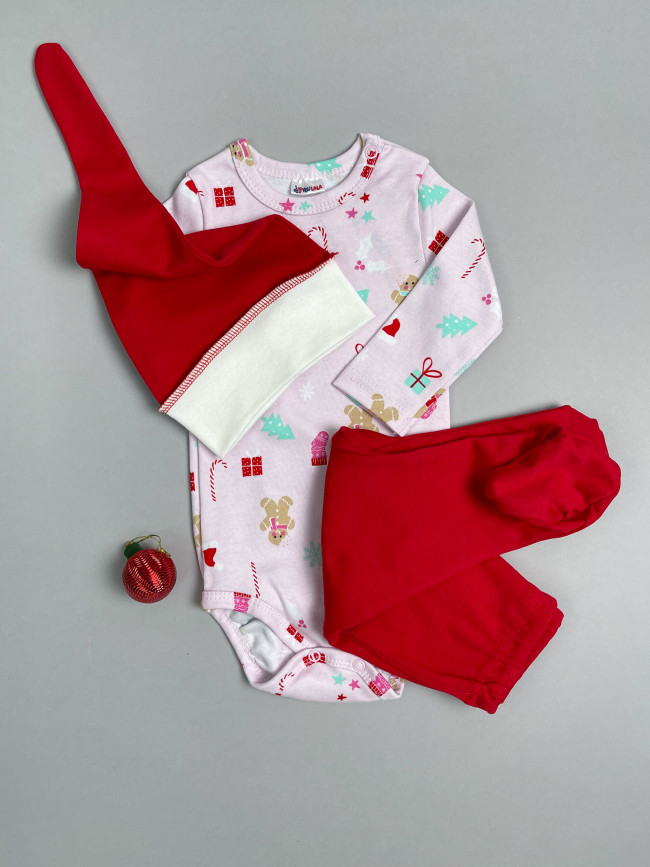 Комплект для новорожденных, Зимние праздники, розовый