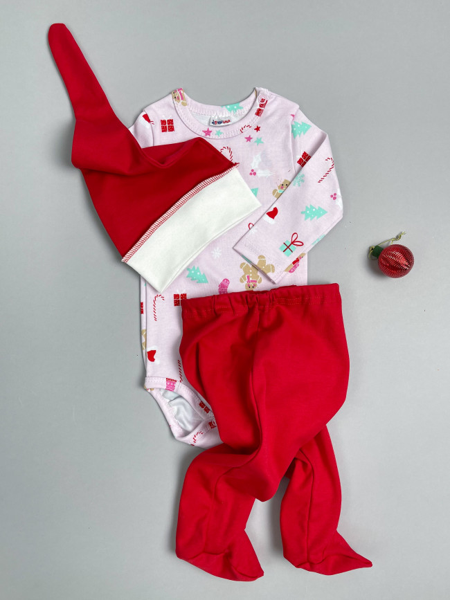 Комплект для новорожденных, Зимние праздники, розовый