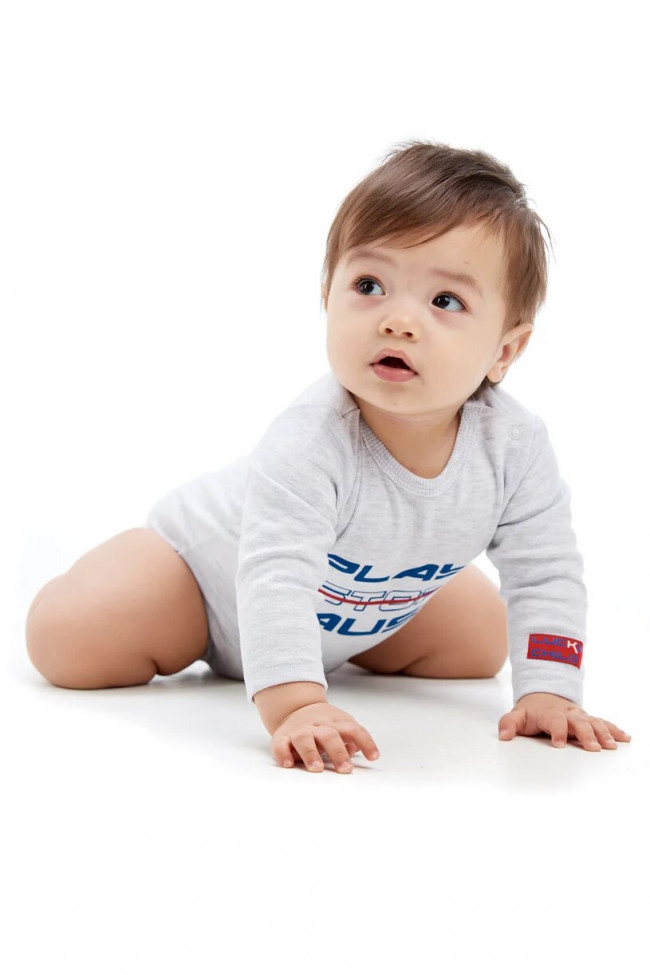 Боди детский, серый меланж, Больше пространства