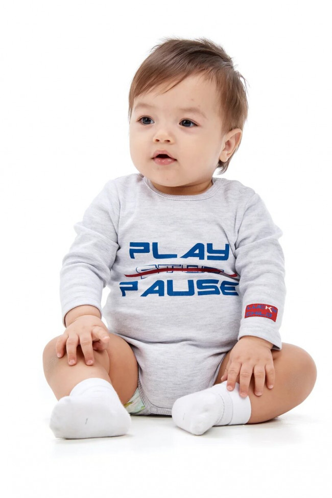 Боди детский, серый меланж, Больше пространства