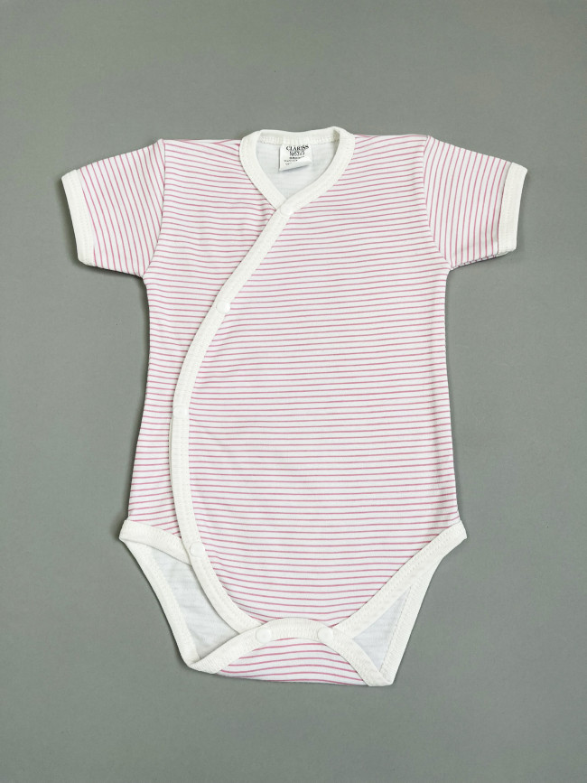Боди с коротким рукавом, розовое, Полоска Боди с коротким рукавом, розовое, Полоска