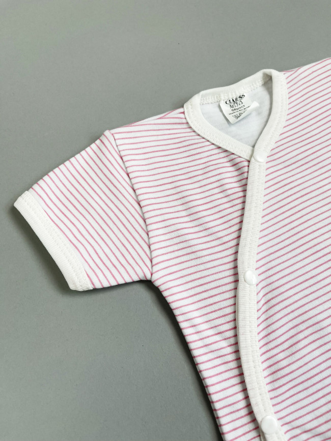Боди с коротким рукавом, розовое, Полоска Боди с коротким рукавом, розовое, Полоска