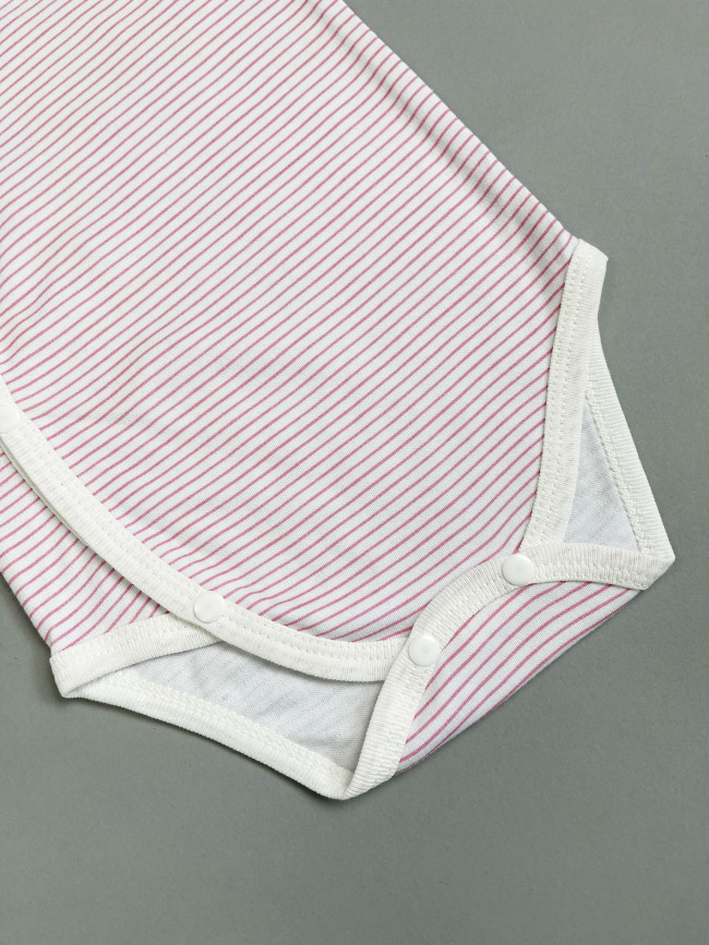 Боди с коротким рукавом, розовое, Полоска Боди с коротким рукавом, розовое, Полоска