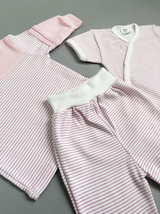 Боди с коротким рукавом, розовое, Полоска Боди с коротким рукавом, розовое, Полоска