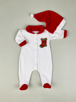 Комбинезон с шапкой, Санта, молочный