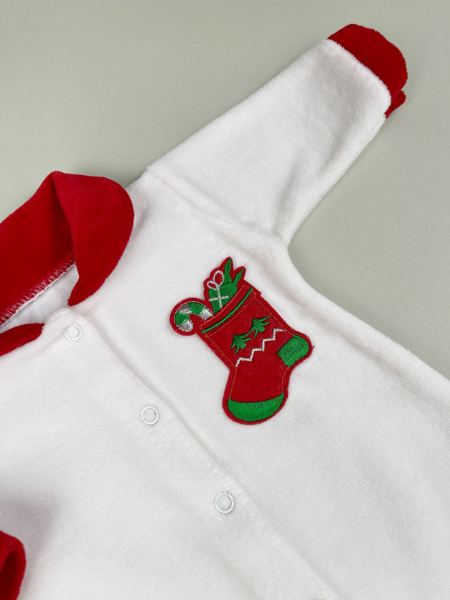 Комбинезон с шапкой, Санта, молочный