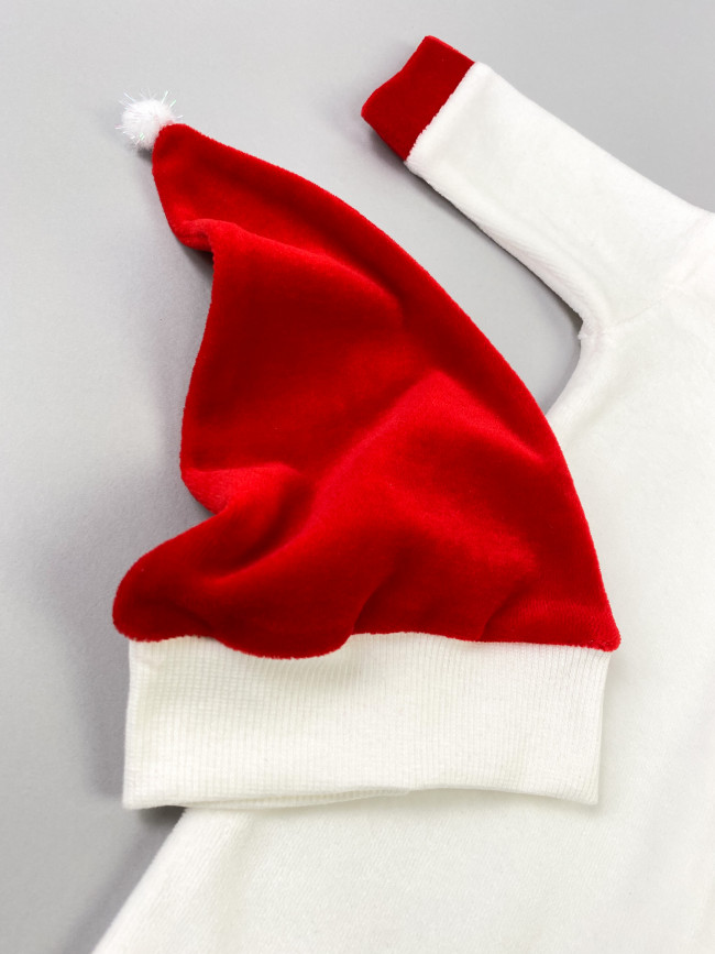 Комбинезон с шапкой, Санта, молочный