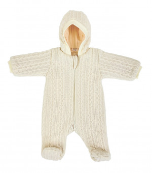 Комбинезон утепленный, айвори, Плетёные ромбы