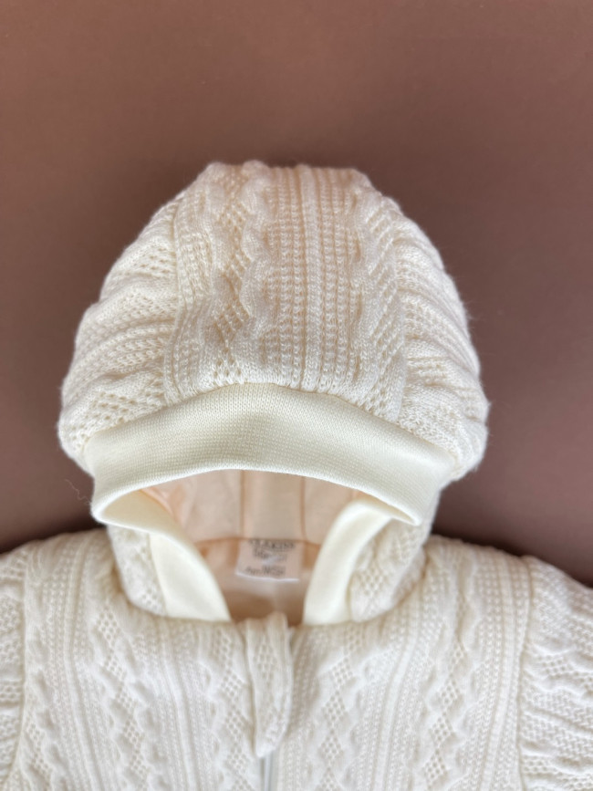 Комбинезон утепленный, айвори, Плетённые ромбы