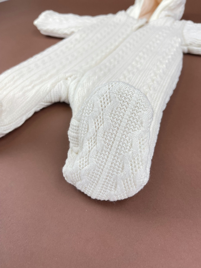 Комбинезон утепленный, айвори, Плетённые ромбы