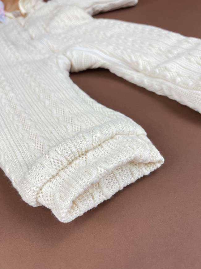 Комбинезон утепленный, айвори, Плетённые ромбы