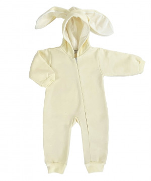 Комбинезон утепленный с ушками, айвори, Зайка Комбинезон утепленный с ушками, айвори, Зайка