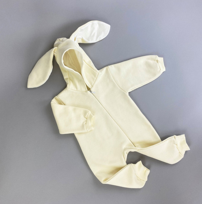 Комбинезон утепленный с ушками, айвори, Зайка Комбинезон утепленный с ушками, айвори, Зайка