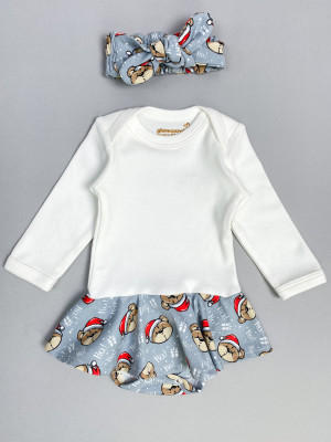 Комплект детский, боди с юбкой и солохой, молочный, New Year