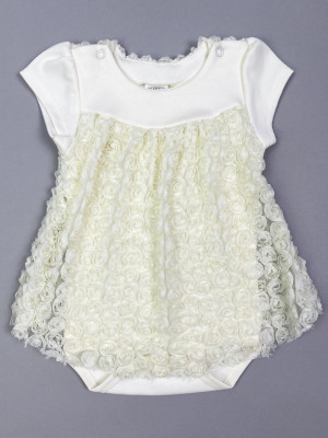 Нарядное боди-платье, желтое, Цветочная фантазия