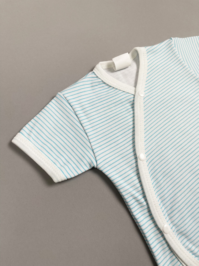 Боди с коротким рукавом, бирюзовое, Полоска Боди с коротким рукавом, бирюзовое, Полоска