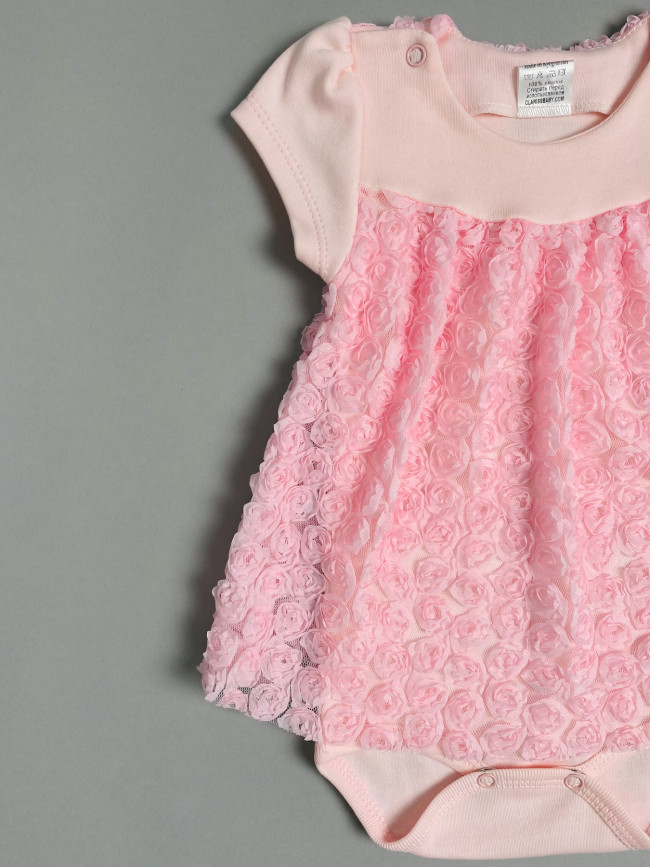 Нарядное боди-платье, розовое, Цветочная фантазия Нарядное боди-платье, розовое, Цветочная фантазия