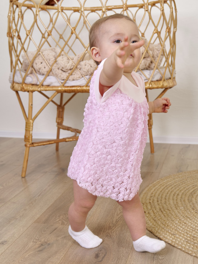 Нарядное боди-платье, розовое, Цветочная фантазия Нарядное боди-платье, розовое, Цветочная фантазия