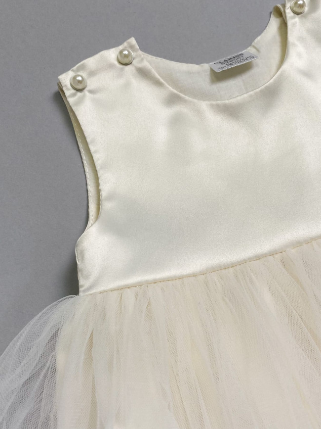 Нарядный комплект для девочки: комбинезон с платьем, айвори, Мадемуазель Нарядный комплект для девочки: комбинезон с платьем, айвори, Мадемуазель